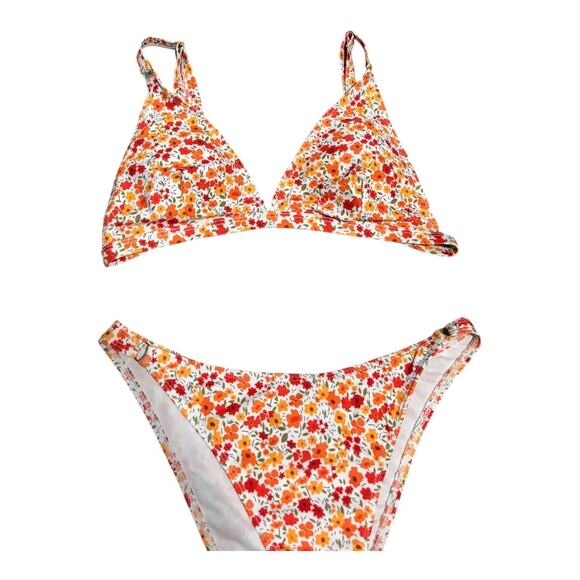 Orange & Red Floral Bikini Size M - Picture 2 of 5